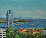 Harbiye'den Boğaz, peysaj, yağlı boya, 2003, 50cm×60cm