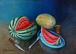 Karpuzlu natürmort, yağlı boya, 2001, 105cm×75cm
