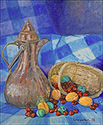 Kiraz, Kayısı ve Erikli natürmort, yağlı boya, 1998, 50cm×70cm