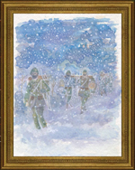 Sarıkamış Cepesine Giden Askerler, figüratif, sulu boya, 1979
